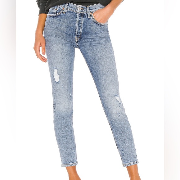 REDONE Originals High Rise Ankle Crop Stretch Jean - Picture 1 of 12